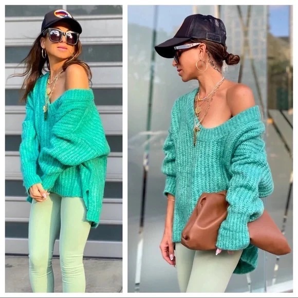 FREE PEOPLE BOHO PULLOVER SWEATER RETRO 90s VIBES CHUNKY KNIT COZY PULLOVER A3C - Picture 7 of 13